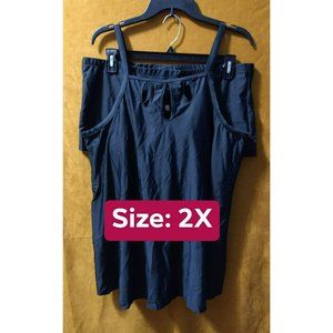 triple Keyhole Solid Black 2 pc Bathing suit size 2X